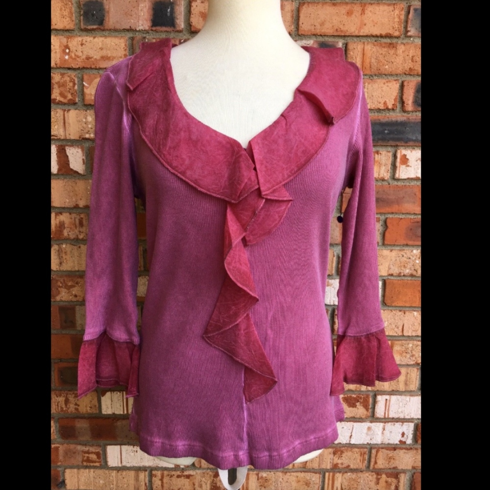 Barbara Lesser Studio Ruffled Shirt Size Medium